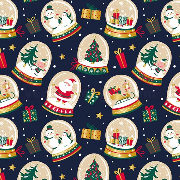 Weihnachts Geschenkpapier BE 9434H, Rolle 70cm, Schneekugel