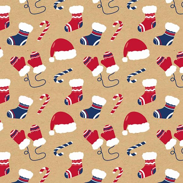 Weihnachts Geschenkpapier BE 9612KL, Rolle 50cm, Handschuhe