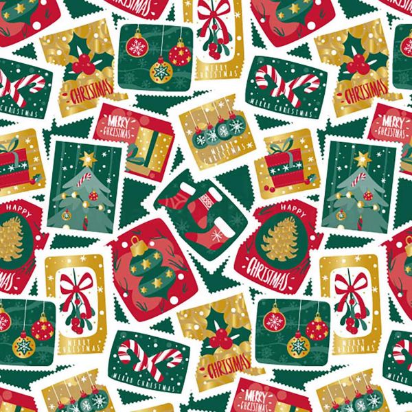 Weihnachts Geschenkpapier BE 9438H, Rolle 70cm, Briefmarke