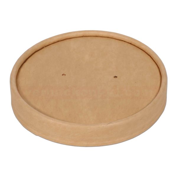 Feinkostbecher braun rund - Deckel - Kraft Papier - 96mm (d)